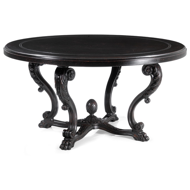 TAVOLO PRANZO TONDO CON CROCIATA E PIANO IN LEGNO - Art. 1081PL